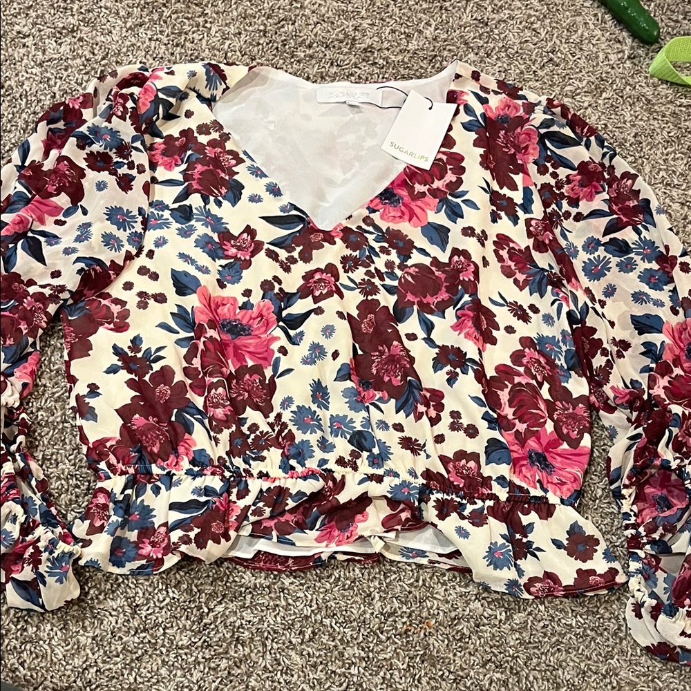 Floral V-Neck Women's Top
